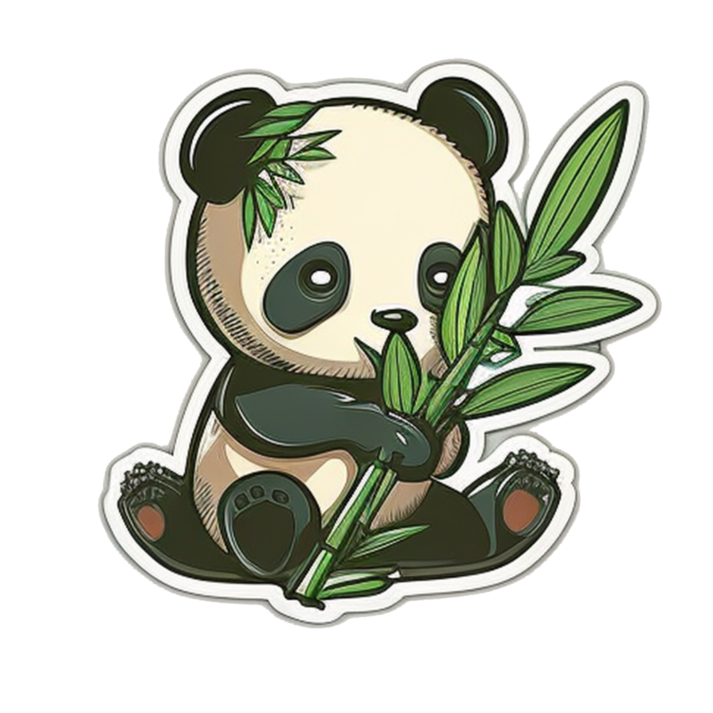š¼ Cute Panda Sticker Eating Bamboo