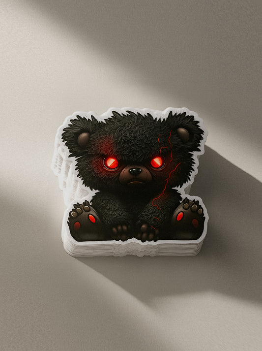Cursed Cuddles™ – Demon Bear Sticker by The Poppin Print